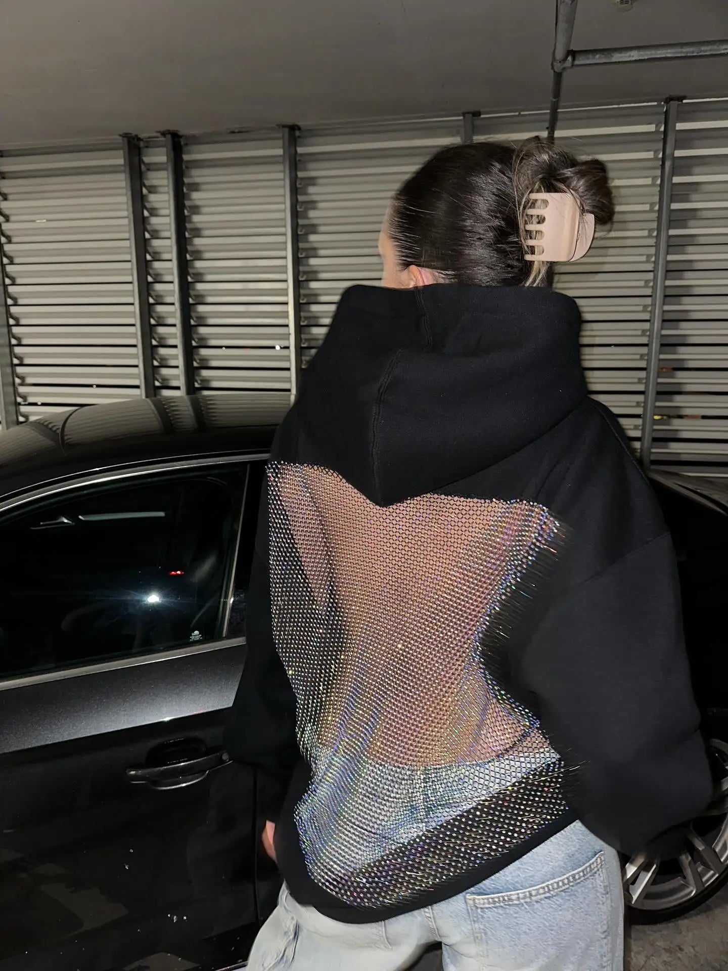 Backless Mesh Hoodie – Lightweight & Breathable Y2K Design