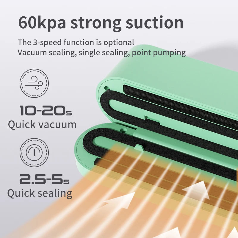 FreshZip™ Portable Vacuum Sealer – USB Rechargeable | Dry & Moist Food Storage with Bags & Pump