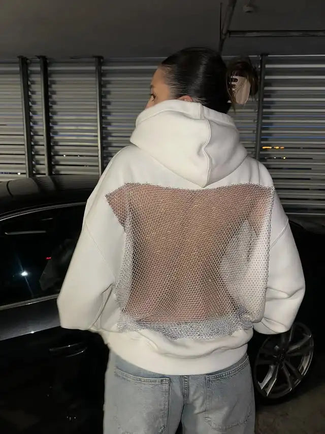 Backless Mesh Hoodie – Lightweight & Breathable Y2K Design