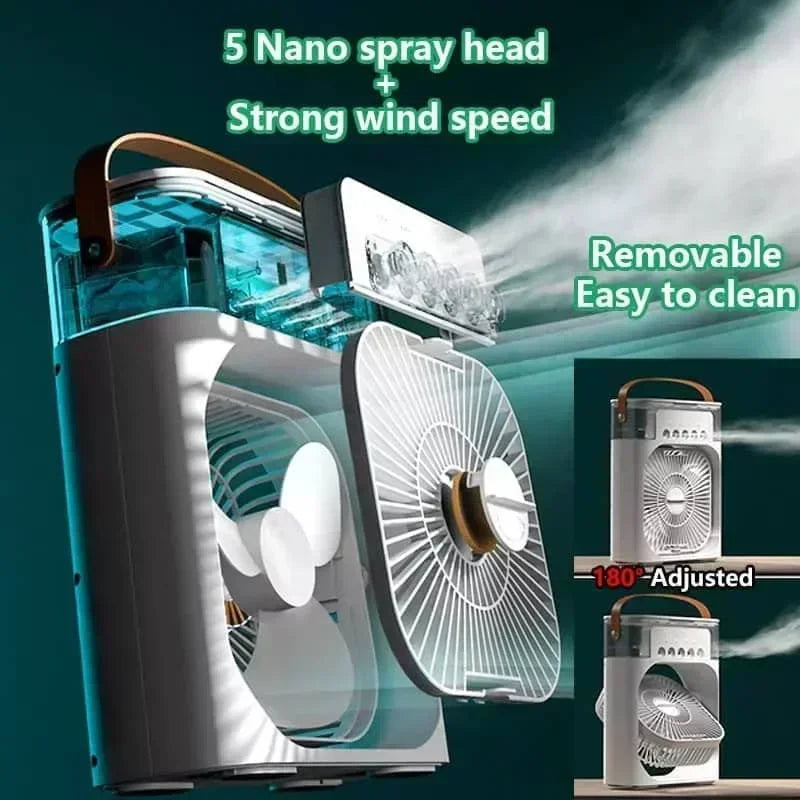 Mistora™ 3-in-1 Portable AC Fan – Air Cooler, Humidifier & LED Night Light