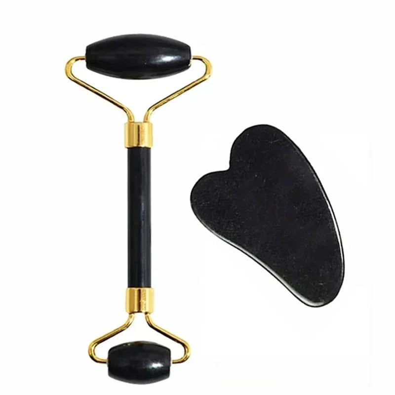 Natural Jade Roller & Gua Sha Set – Face, Neck & Eye Massage Tool