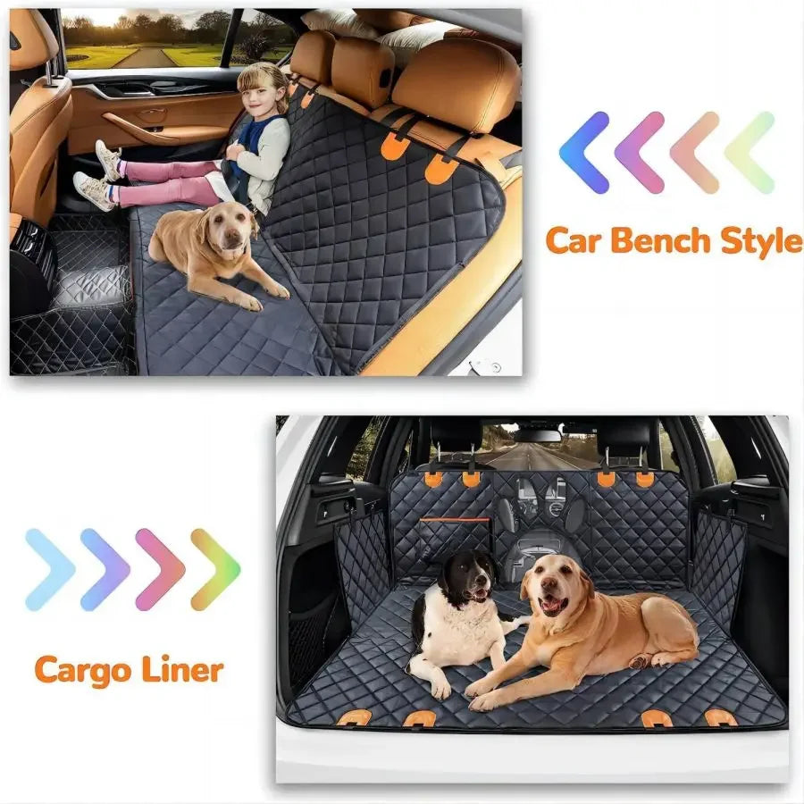 PawFort™ – 4-in-1 Waterproof Dog Car Hammock with Mesh Window & Full Seat Protection