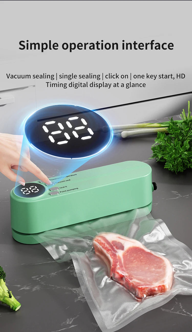 FreshZip™ Portable Vacuum Sealer – USB Rechargeable | Dry & Moist Food Storage with Bags & Pump