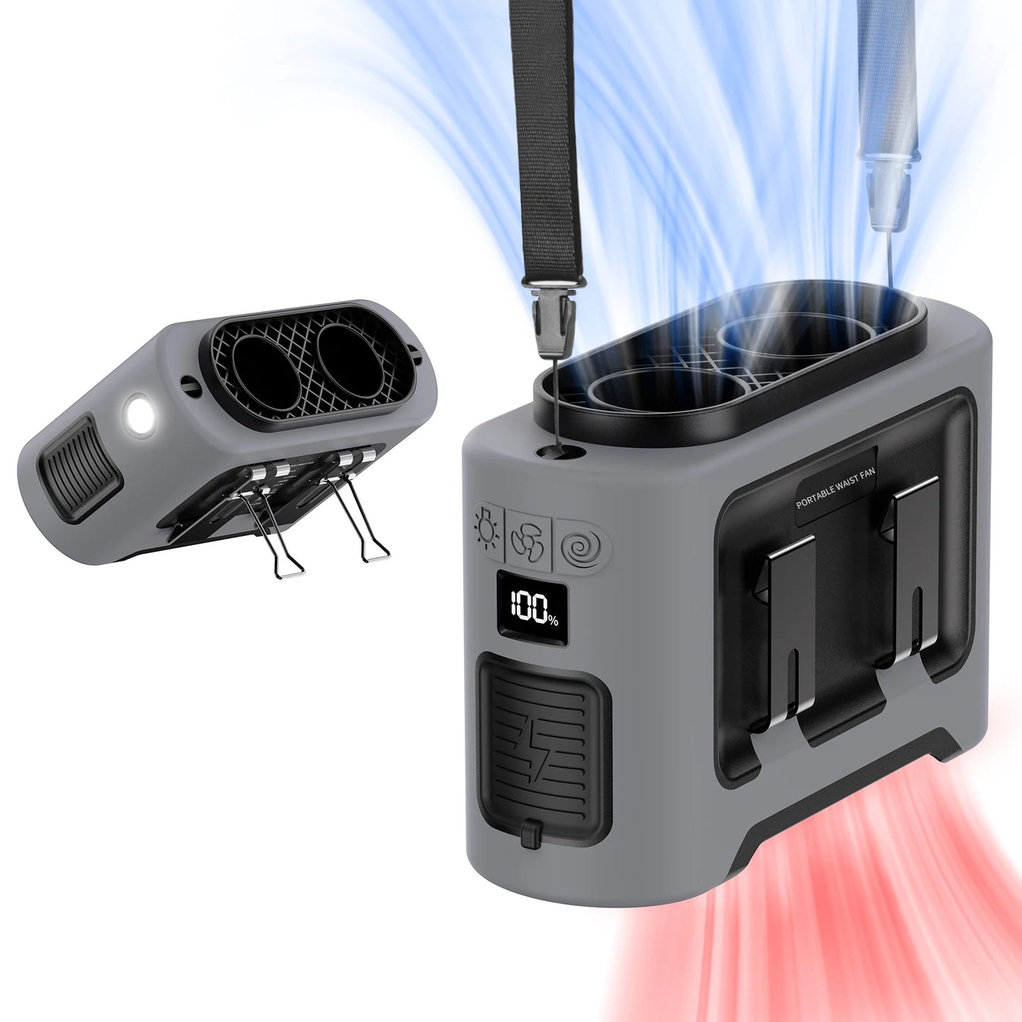 Socoolfan 14500mAh Wearable Fan – Dual Air Vents for Neck & Waist, Ideal for Outdoor Work & Travel