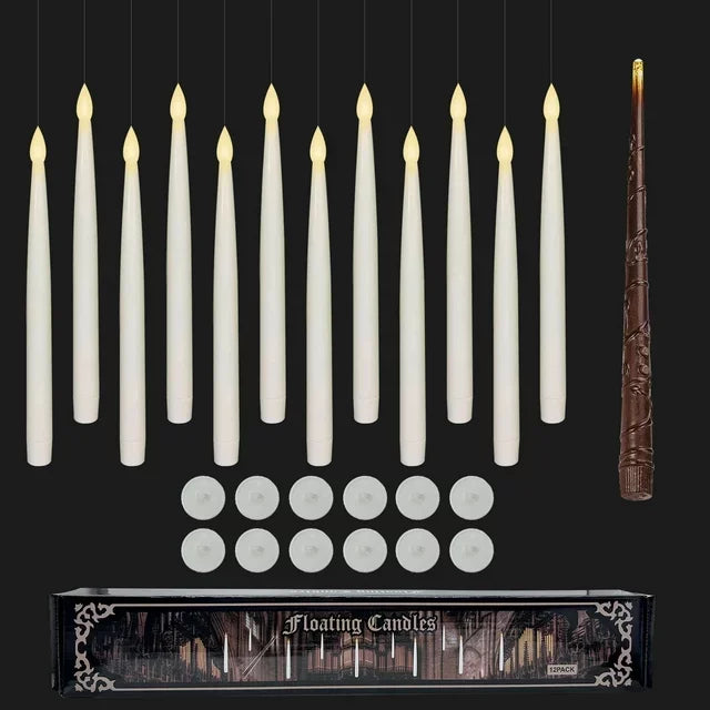 EnchantGlow™ Floating LED Candles with Magic Wand