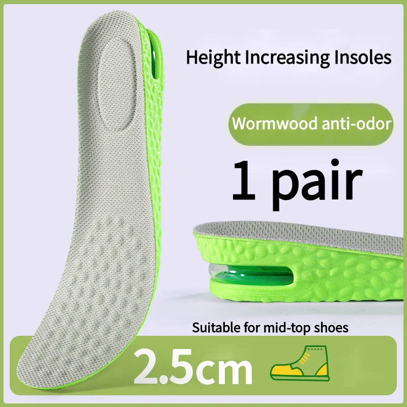 Premium Air Cushion Height Boost Insoles – Breathable, Shock-Absorbing & Odor-Resistant