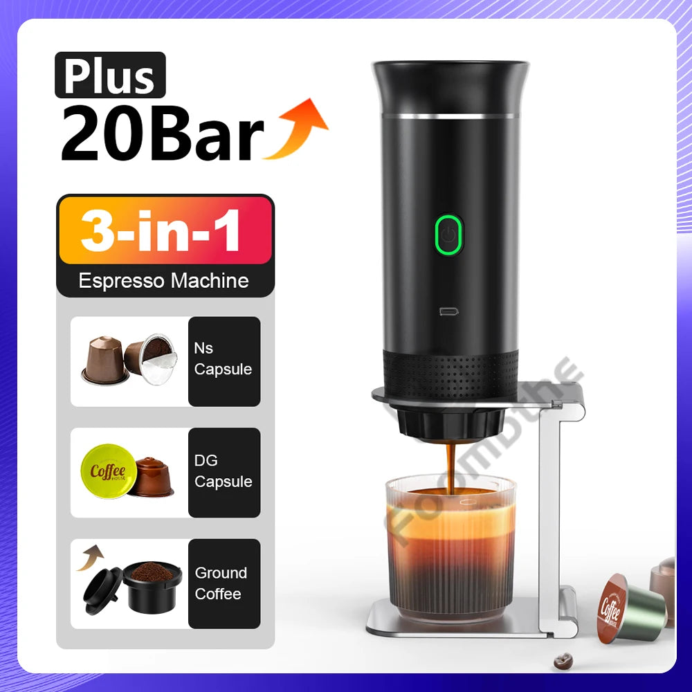 BrewMate™ Portable 3-in-1 Espresso Maker – Wireless Travel Coffee Machine for Home, Car & Camping
