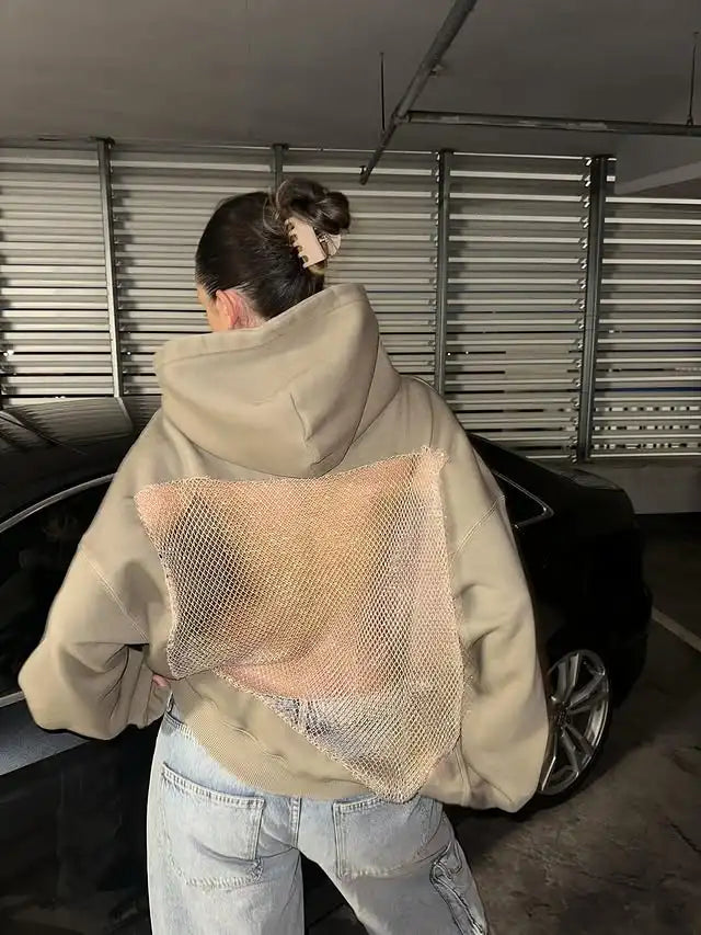 Backless Mesh Hoodie – Lightweight & Breathable Y2K Design