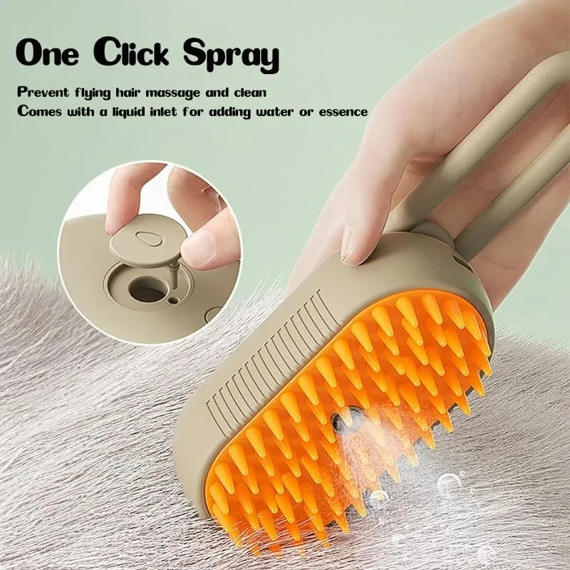 FurMist™ 3-in-1 Steam Grooming Brush – De-Shed, Detangle & Relax Your Pet
