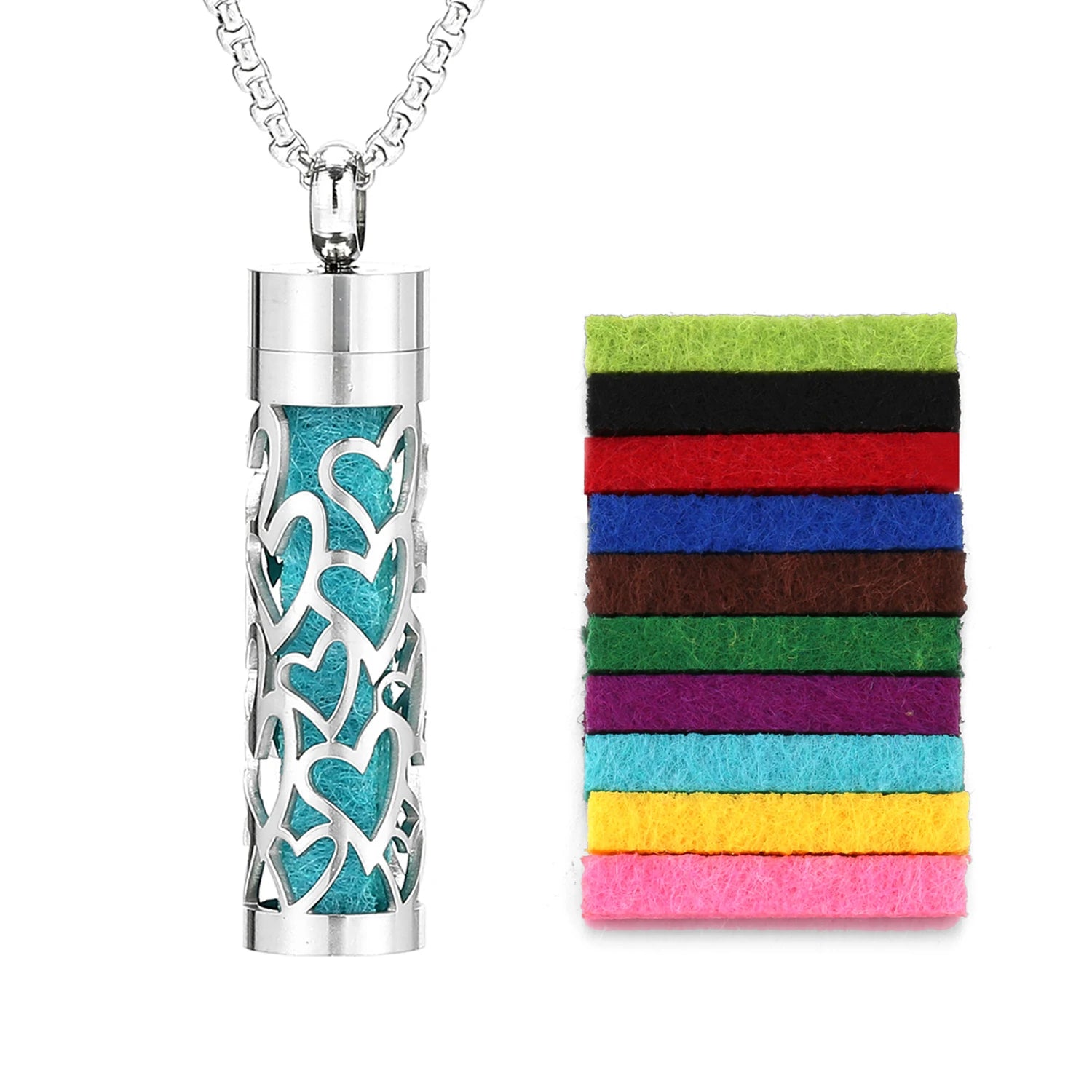 Stylish Stainless Steel Air Freshener Pendant Necklace - Versatile Perfume Oil Diffuser Charm for Men, Women, and Teens