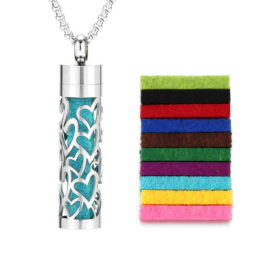 Stylish Stainless Steel Air Freshener Pendant Necklace - Versatile Perfume Oil Diffuser Charm for Men, Women, and Teens