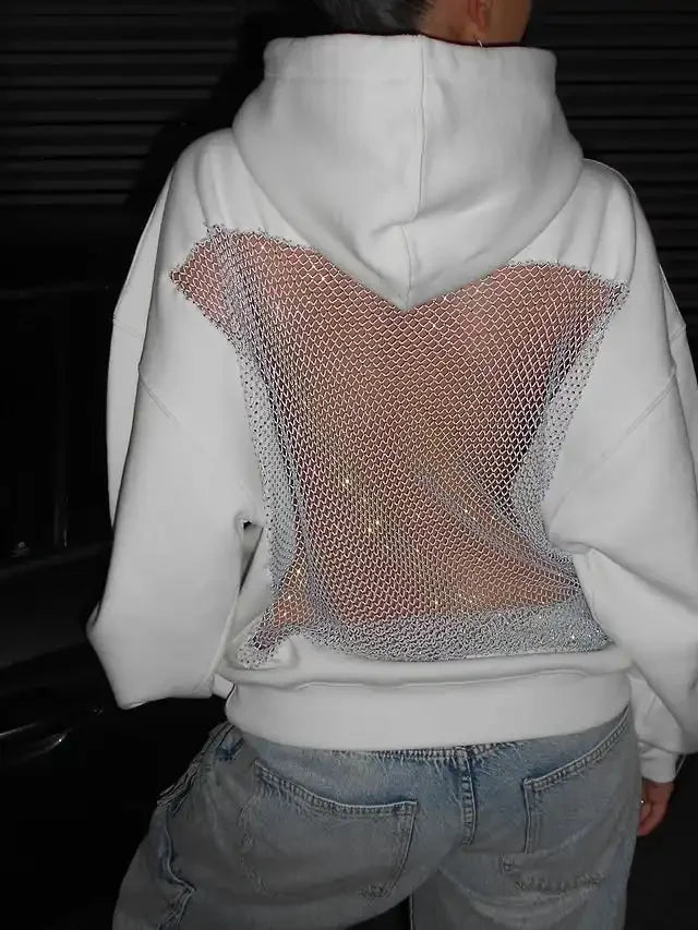 Backless Mesh Hoodie – Lightweight & Breathable Y2K Design