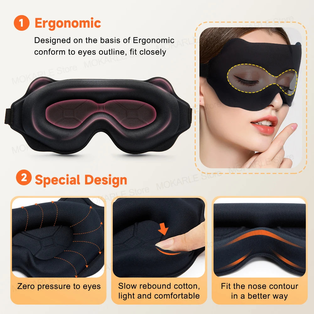 Restora™ 3D Sleep Mask – Soft, Breathable Eye Shade for Travel & Nighttime Use | 100% Light Blocking