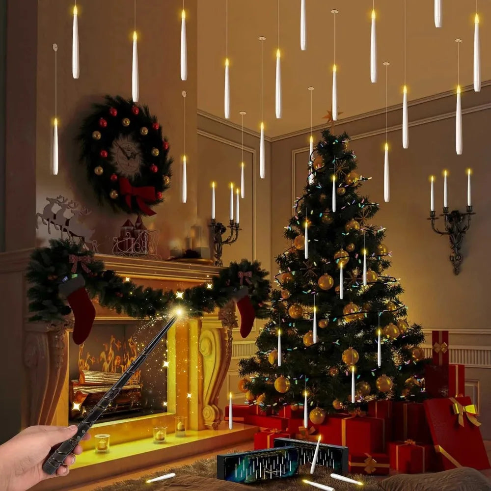 EnchantGlow™ Floating LED Candles with Magic Wand