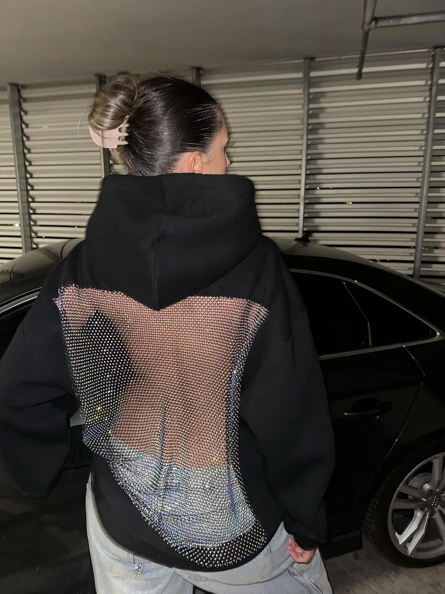 Backless Mesh Hoodie – Lightweight & Breathable Y2K Design