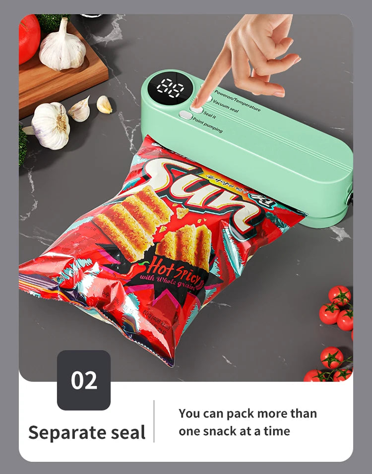 FreshZip™ Portable Vacuum Sealer – USB Rechargeable | Dry & Moist Food Storage with Bags & Pump