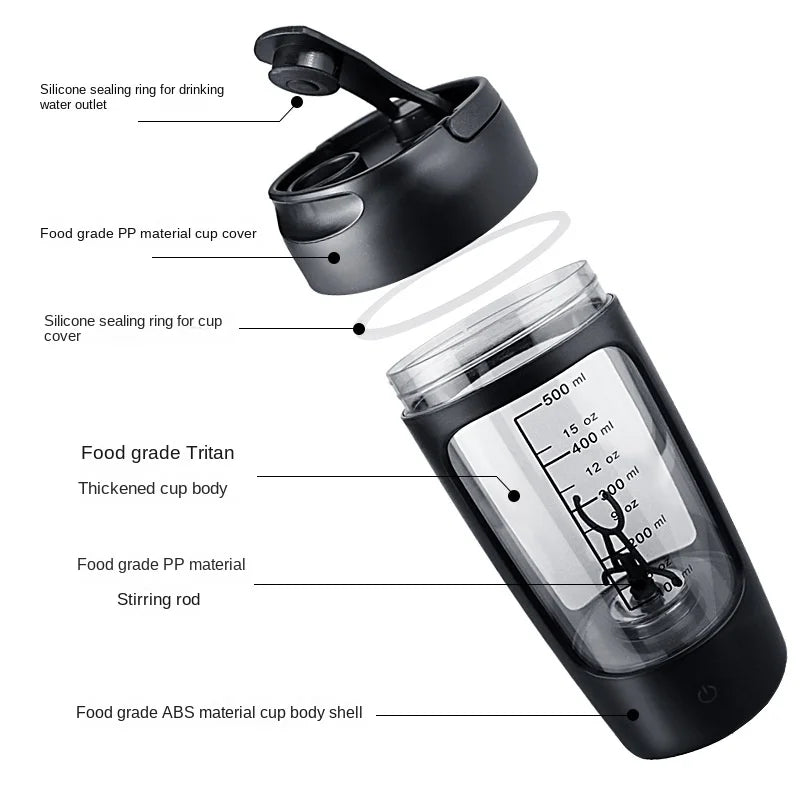 FuelBlend™ Electric Protein Shaker Bottle – 650ml USB Rechargeable, BPA-Free, Automatic Mixing Cup for Gym, Shakes & Cocktails