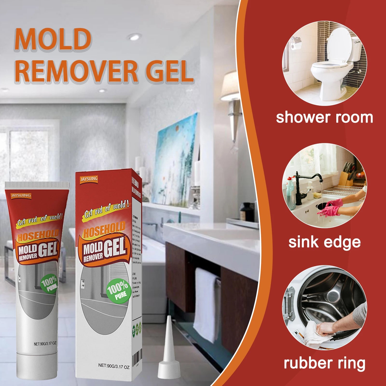 Household Mold Remover Gel – Eliminates Mold, Mildew, Odor & Stains | 1–10 Pack Options