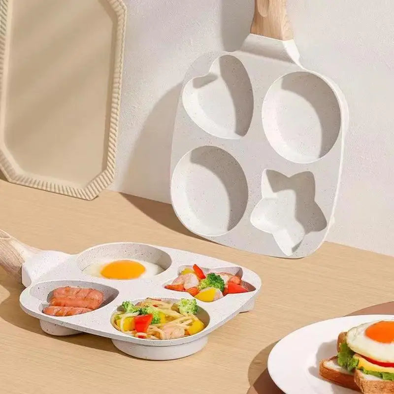 4-Hole Frying Pot Pan Thickened Omelet Pan Non-Stick Egg Pancake Steak Pan Cooking Egg Ham Pans Breakfast Maker Cookware Pan