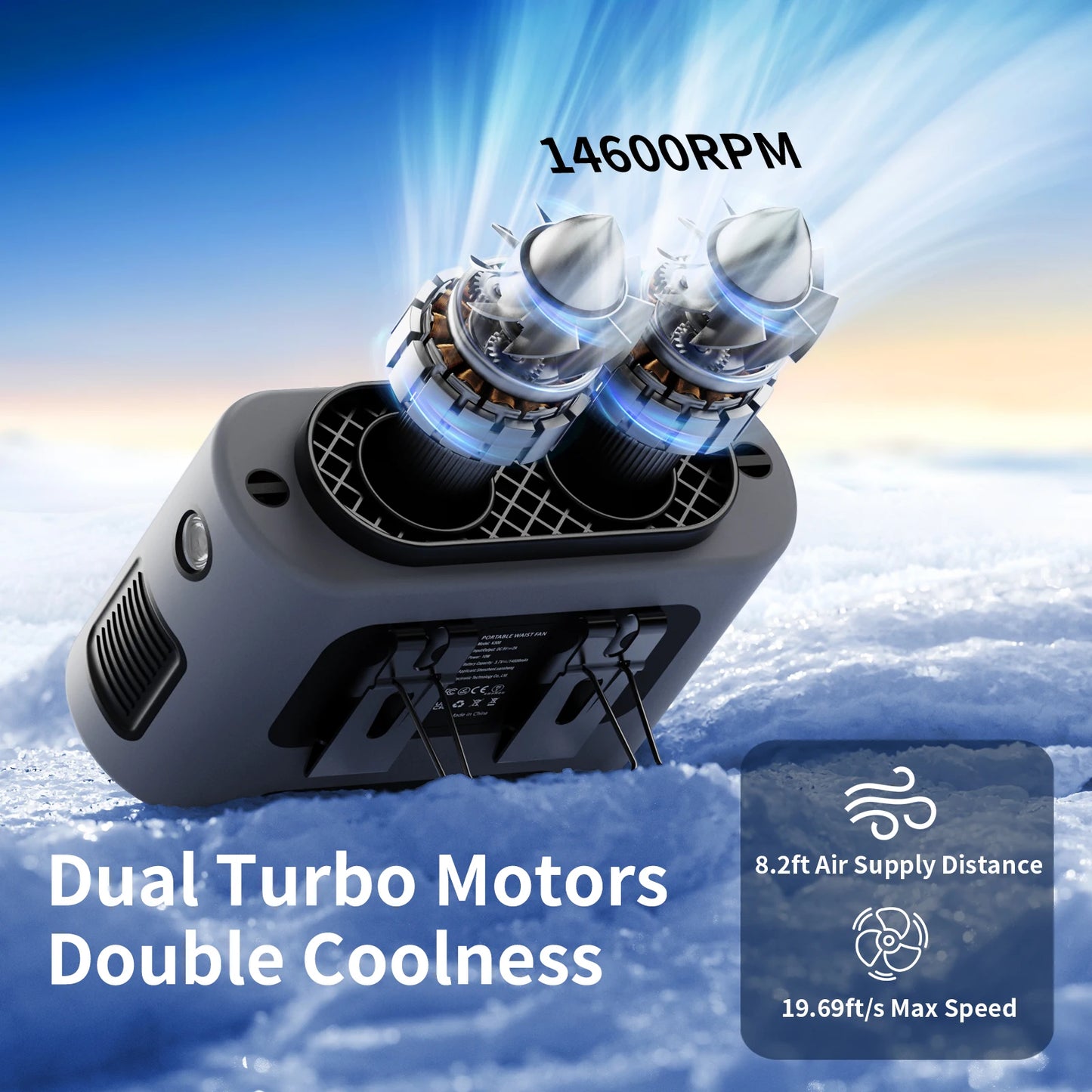 Socoolfan 14500mAh Wearable Fan – Dual Air Vents for Neck & Waist, Ideal for Outdoor Work & Travel