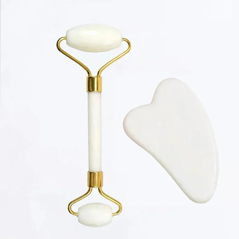 Natural Jade Roller & Gua Sha Set – Face, Neck & Eye Massage Tool