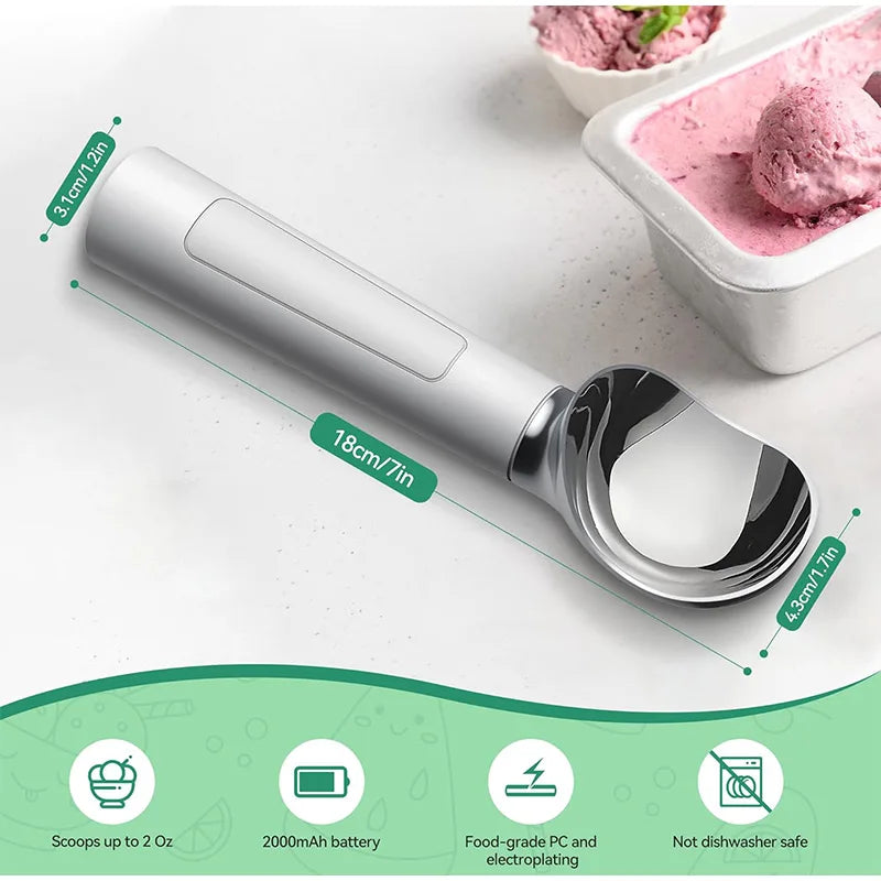 Rechargeable Heated Ice Cream Scoop Adjust Temperature Rapid Heating Preheat Yogurt Spoon Home Kitchen Multifunctional Gadgets