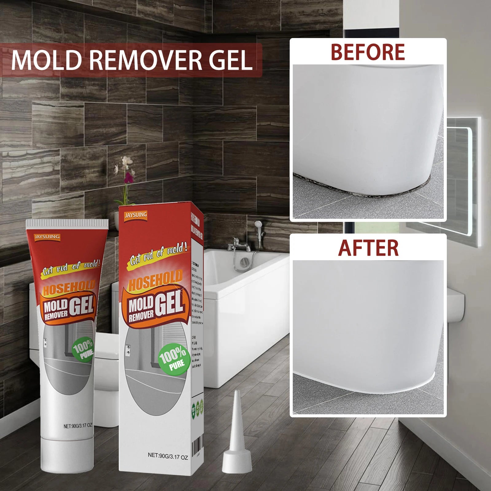 Household Mold Remover Gel – Eliminates Mold, Mildew, Odor & Stains | 1–10 Pack Options