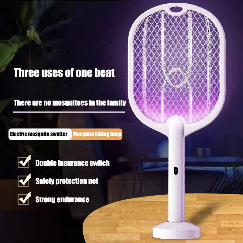 VoltZap™ 3-in-1 Electric Mosquito Swatter – 3000V Bug Zapper Racket with Type-C Charging & UV Lamp Mode