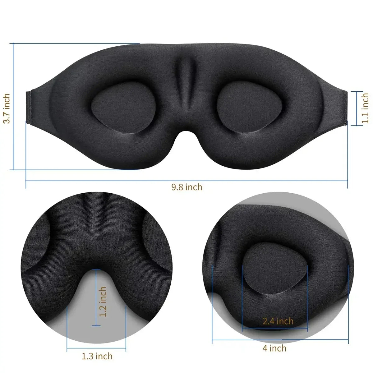 SleepEase™ 3D Contour Sleep Mask – No Pressure, Total Darkness, Ultra-Soft Fit