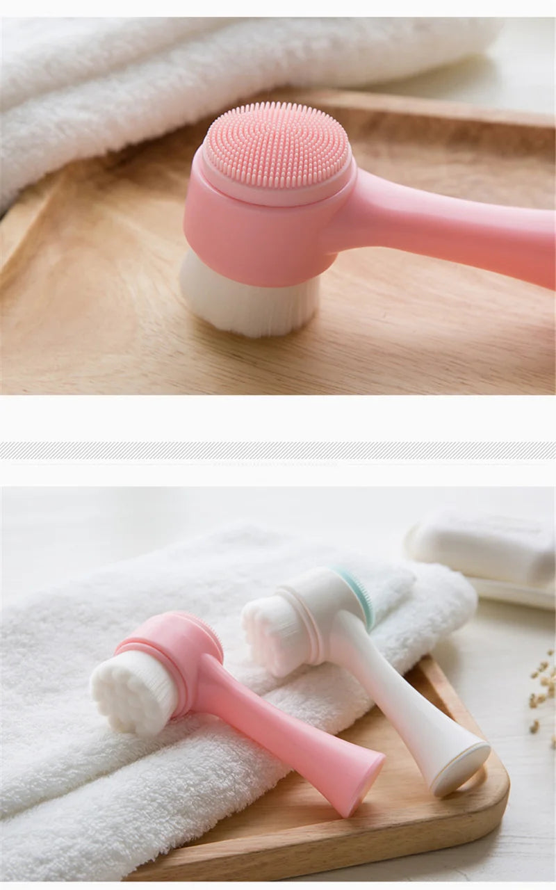 GlowDuo™ Double-Sided Facial Cleansing Brush – Deep Clean, Gentle Exfoliation & Relaxing Massage
