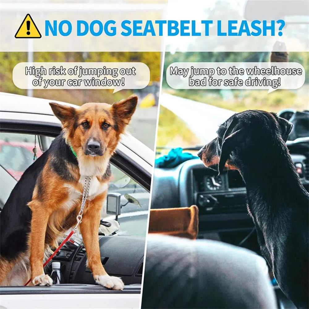 SafeRide™ Adjustable Dog Car Seat Belt – Pet Safety Harness Clip for Cars