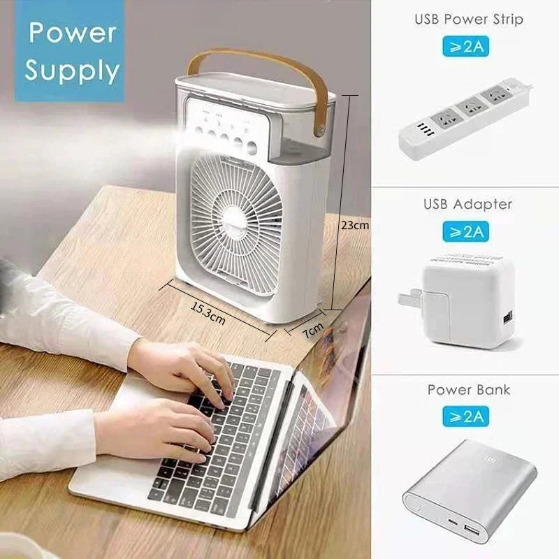 Mistora™ 3-in-1 Portable AC Fan – Air Cooler, Humidifier & LED Night Light