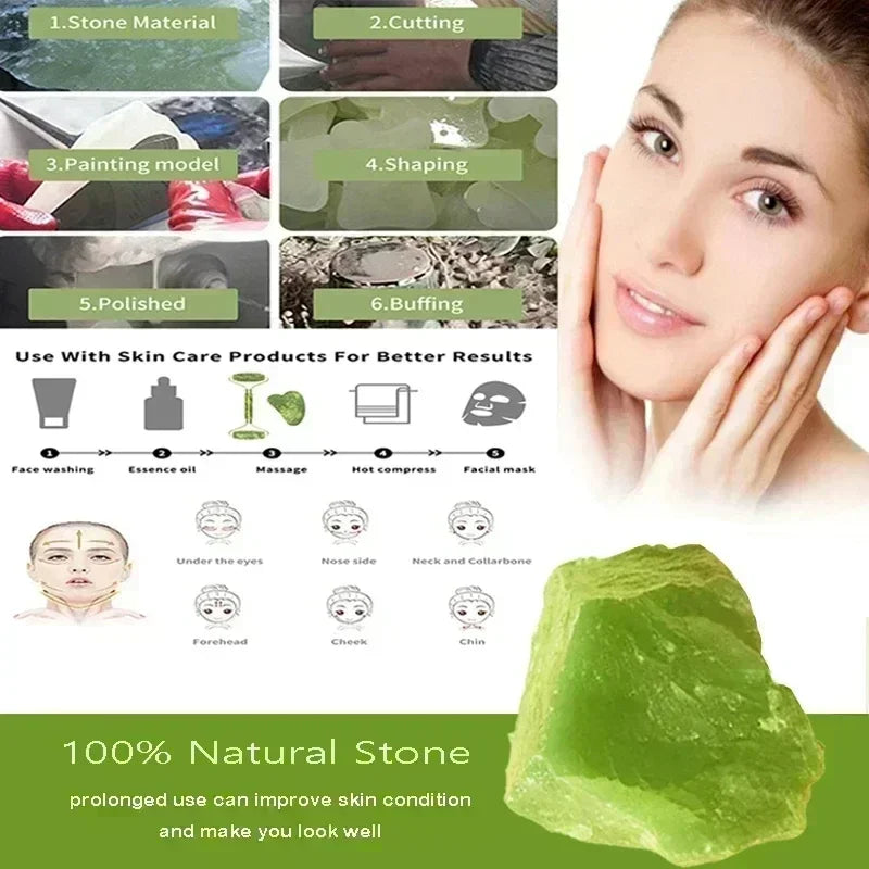 Natural Jade Roller & Gua Sha Set – Face, Neck & Eye Massage Tool