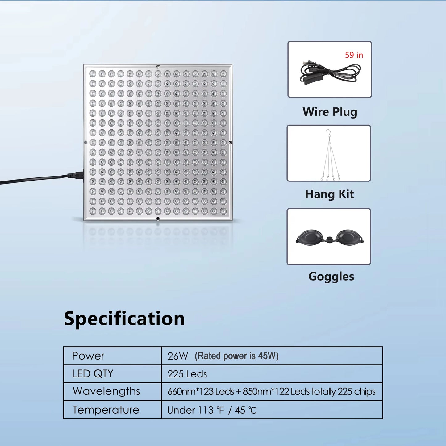 SkinFyx™ LED Red Light Therapy Panel – 225 LEDs for Anti-Aging, Skin Care & Pain Relief