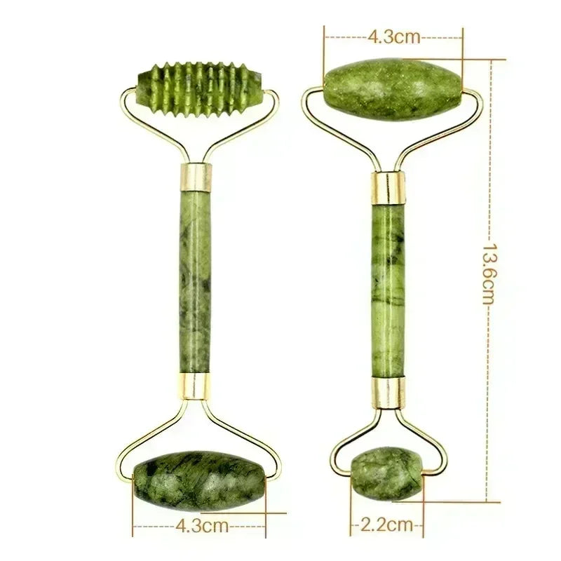 Natural Jade Roller & Gua Sha Set – Face, Neck & Eye Massage Tool