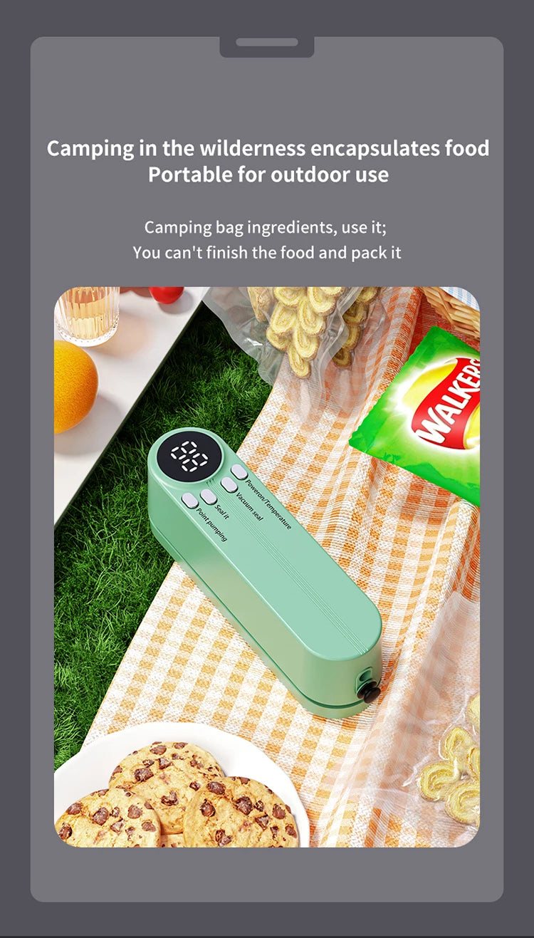 FreshZip™ Portable Vacuum Sealer – USB Rechargeable | Dry & Moist Food Storage with Bags & Pump