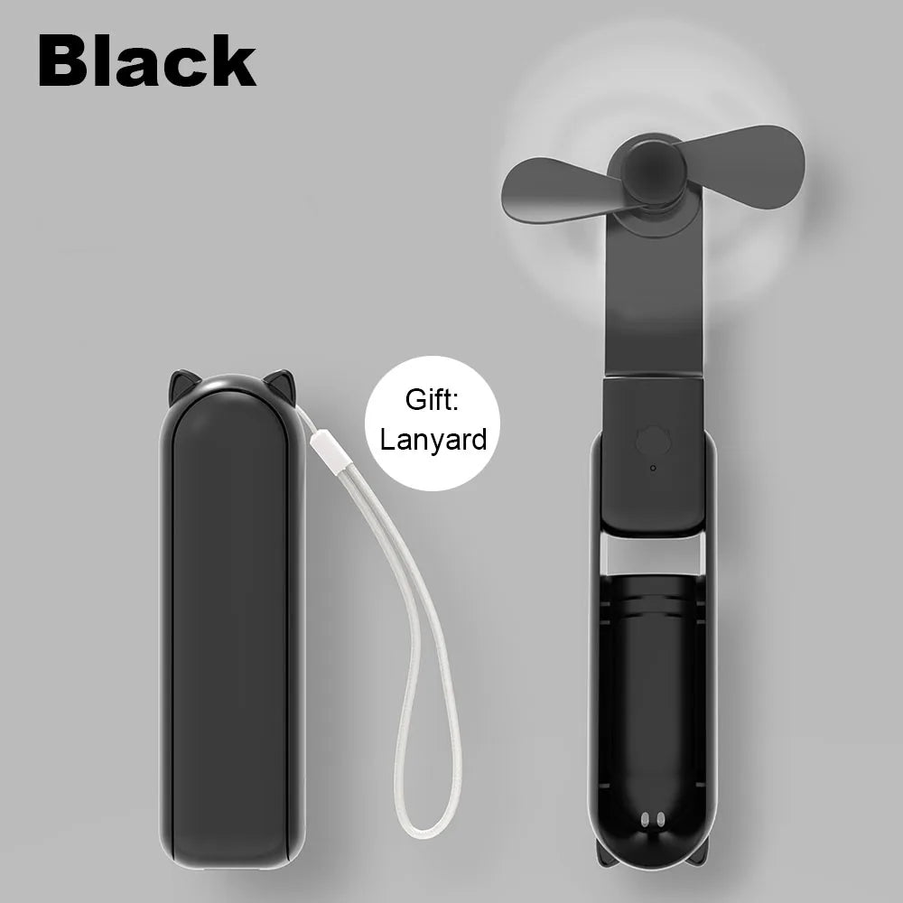 3-in-1 Portable USB Rechargeable Fan – 2000mAh, 3-Speed, Foldable Handheld & Desk Fan with Power Bank