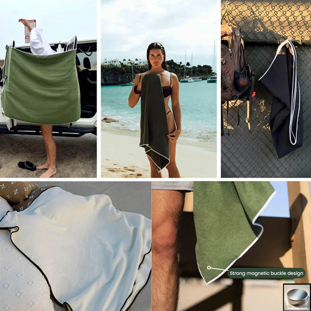 SnapDry™ – Quick-Dry Magnetic Towel & Portable Privacy Cover for Beach, Car & Travel