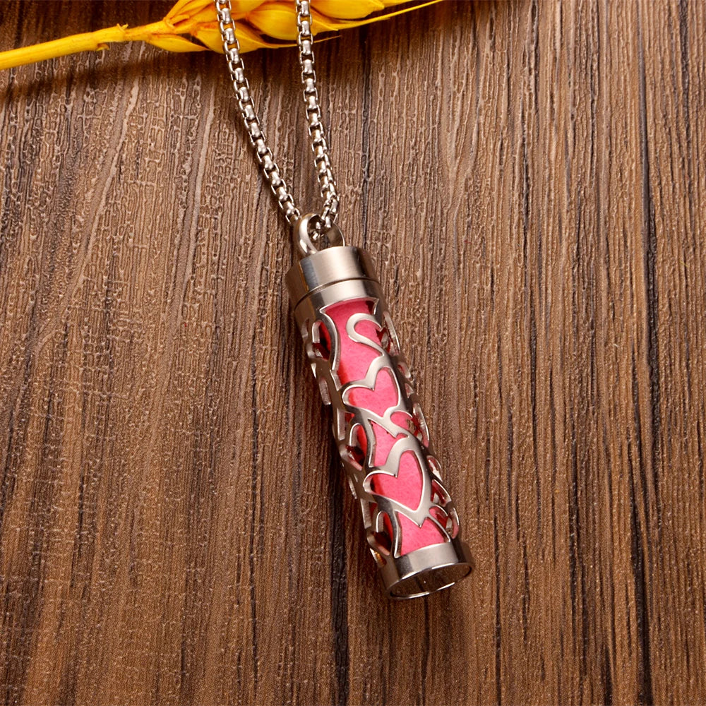 Stylish Stainless Steel Air Freshener Pendant Necklace - Versatile Perfume Oil Diffuser Charm for Men, Women, and Teens