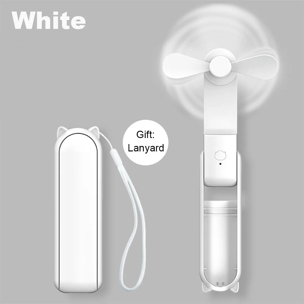 3-in-1 Portable USB Rechargeable Fan – 2000mAh, 3-Speed, Foldable Handheld & Desk Fan with Power Bank