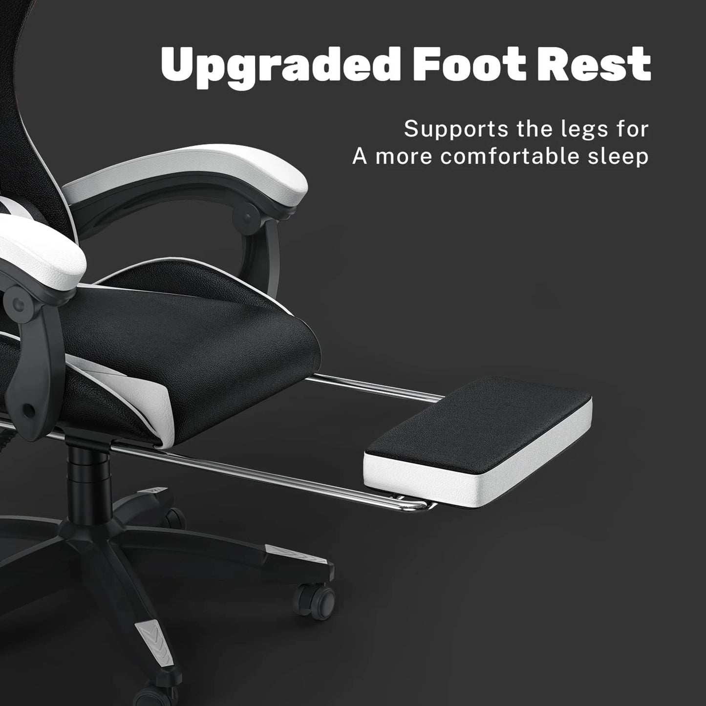 BIGZZIA™ Ergonomic Gaming Chair with Footrest – High-Back Recliner with Lumbar & Headrest Support