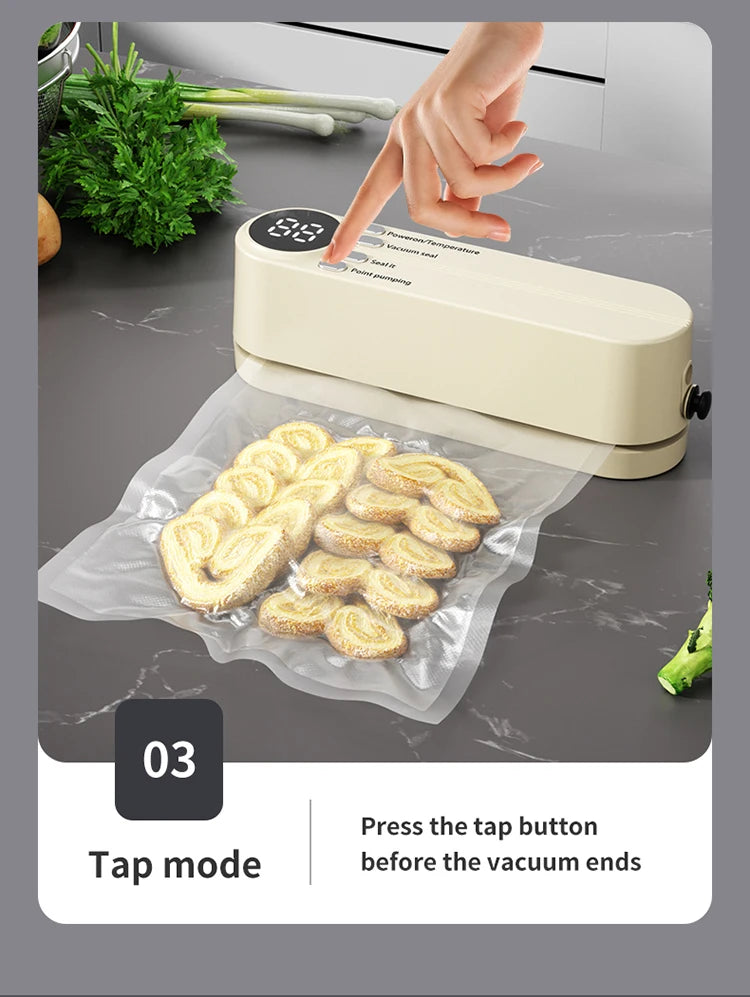 FreshZip™ Portable Vacuum Sealer – USB Rechargeable | Dry & Moist Food Storage with Bags & Pump