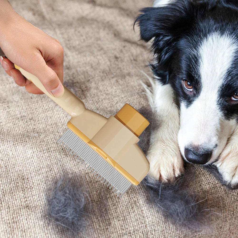Self Cleaning Slicker Brush with Release Button Dog Brush Dog Deshedding Brush Hair Remover Comb for Dogs and Cats