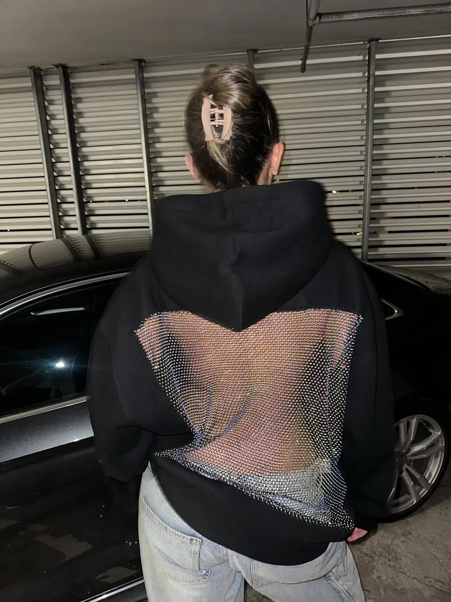 Backless Mesh Hoodie – Lightweight & Breathable Y2K Design