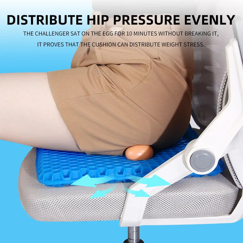 CoreFlex™ Gel Comfort Cushion – Breathable Honeycomb Design for Tailbone & Back Support
