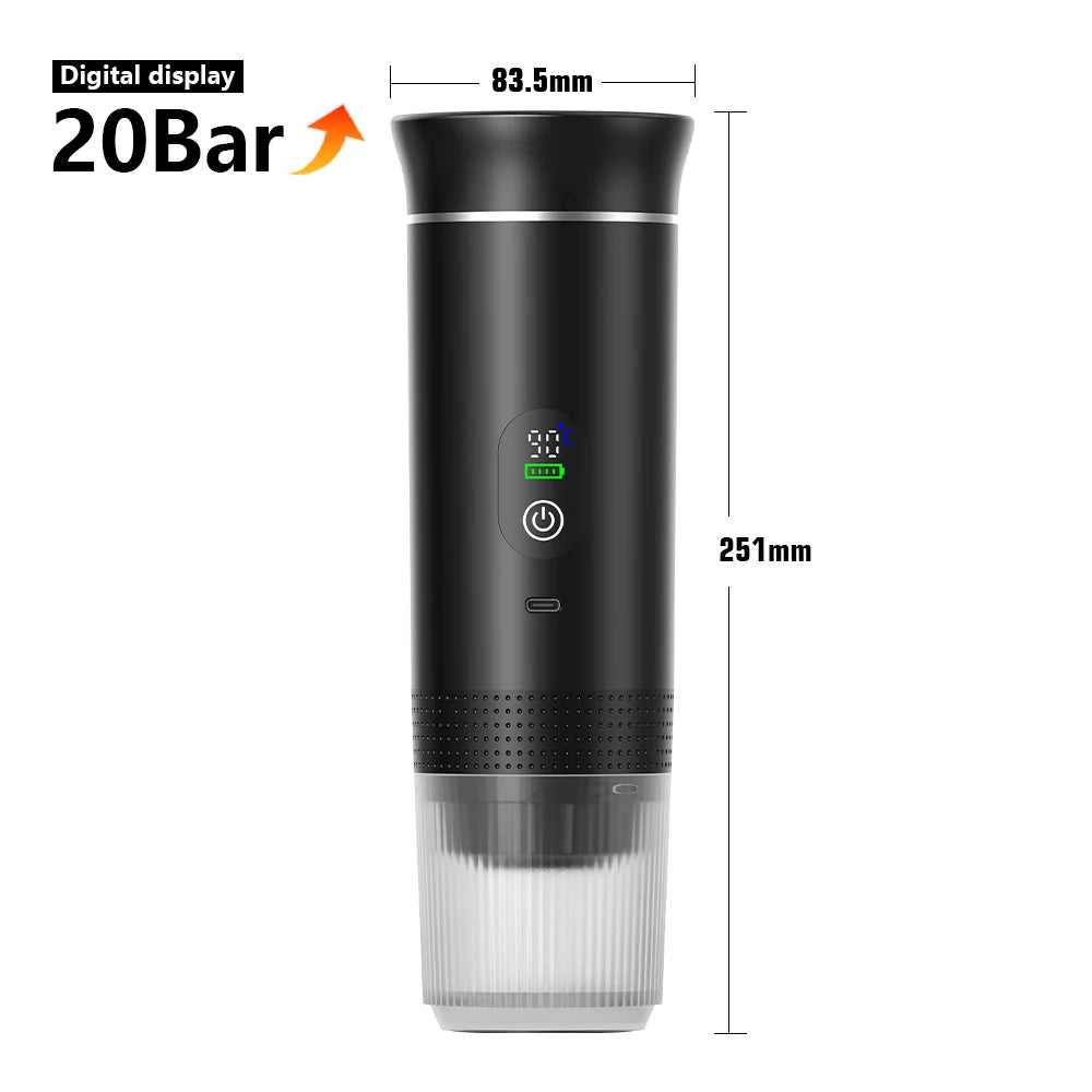 BrewMate™ Portable 3-in-1 Espresso Maker – Wireless Travel Coffee Machine for Home, Car & Camping