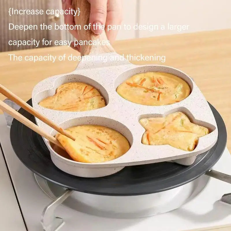 4-Hole Frying Pot Pan Thickened Omelet Pan Non-Stick Egg Pancake Steak Pan Cooking Egg Ham Pans Breakfast Maker Cookware Pan