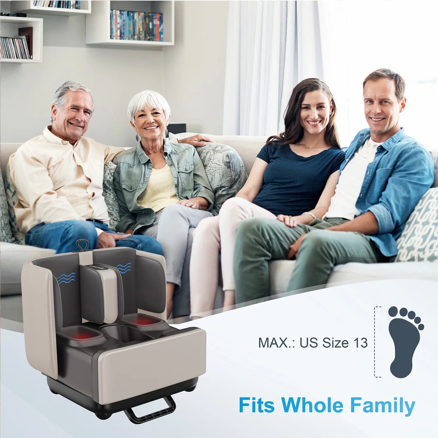 2-in-1 Shiatsu Foot & Calf Massager with Ottoman Rest – Heat Therapy & App Control