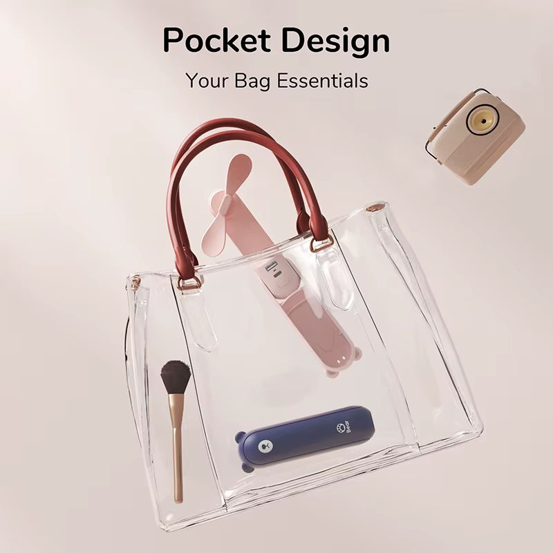 Portable Fan Mini Handheld Fan USB 4500Mah Recharge Hand Held Small 3 In1 Pocket Fan with Power Bank Flashlight Feature
