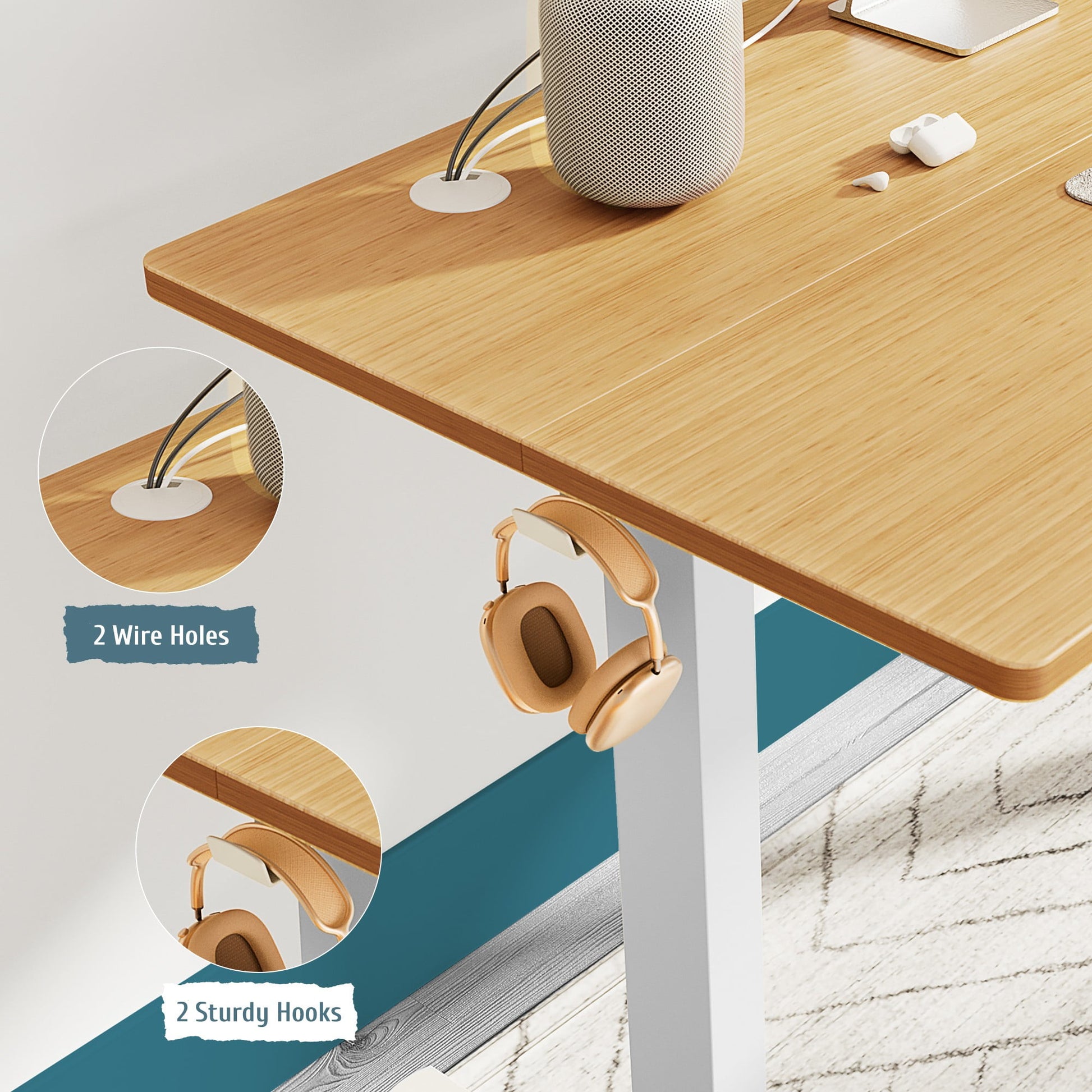 Electric Adjustable Height Standing Desk - 55 X 24 Inch Sit to Stand up Desk with Splice Board,Oak